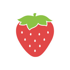 Simple red and green strawberry logo icon vector illustration design.