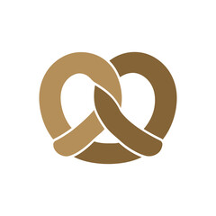 Plain brown pretzel logo. Simple flat vector icon design.
