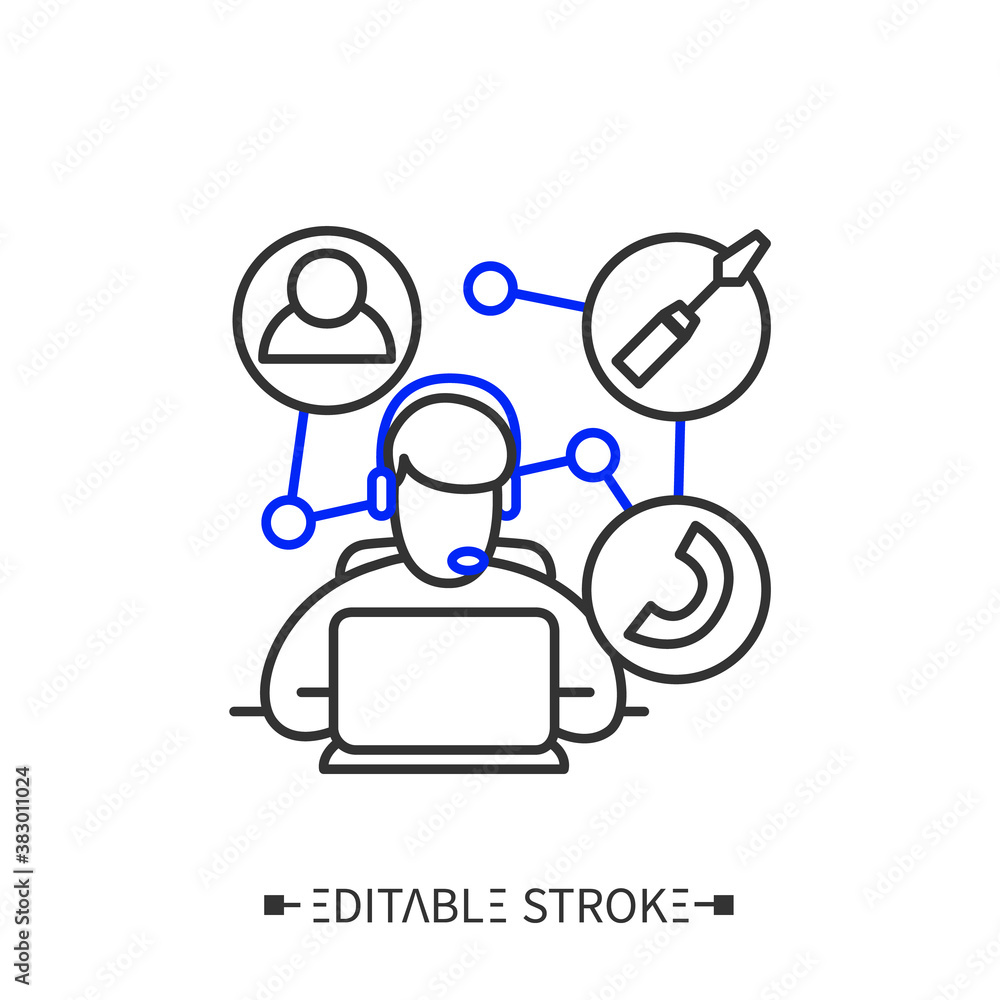 Aufkleber support manager line icon. product maintenance, technical support. information technologies. mobile 
