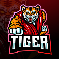 Kungfu Tiger esport logo mascot design
