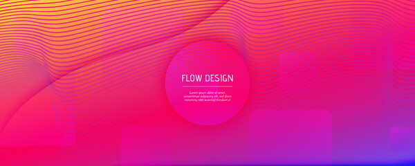 Bright Fluid Shape. Flow 3d Stripes. Color 