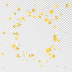 Gold Shimmer Stars Vector Transparent Background. 