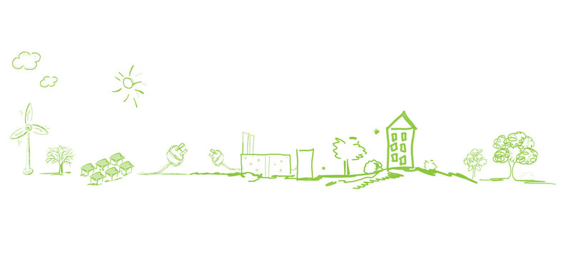 Gr&uuml;ner Wasserstoff Landschaft Industrie Band Banner Erneuerbare Energie Klimaneutral