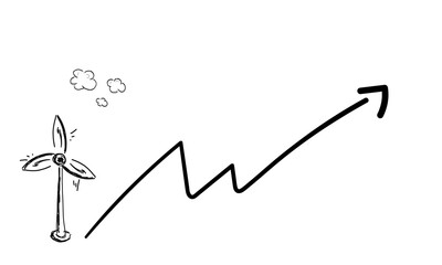 Windenergie Pfeil Graph Anstieg Wachstum Windrad Wind Energie Strom