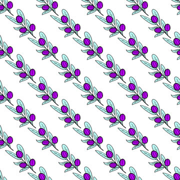 Purple Berry Repeat Leaf Background