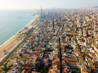 Aerial view of the spanish city of Badalona. Barcelona, Spain