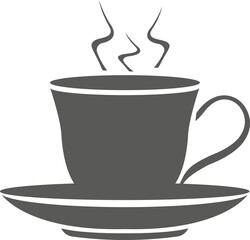 Hot coffee cup isolated on white background. Vector black and white illustration. Great for labels, menus, posters, banners, vouchers, coupons, business promotion and more.