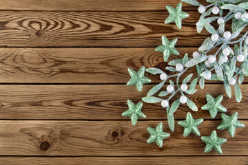 Green Christmas decoration and stars