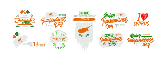 Set of Happy independence day of Cyprus banner design. vector illustration for greeting cards, posters, invitations, brochures