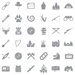Expedition Icons. Gray Flat Design. Vector Illustration.