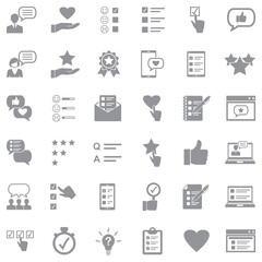 Feedback And Review Icons. Gray Flat Design. Vector Illustration.