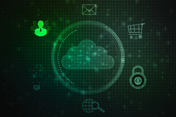 2d illustration of Cloud computing, Cloud Computing Concept, Cloud computing technology internet concept background