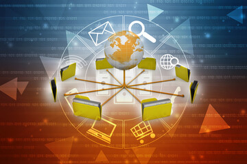 3d illustration of Data sharing concept