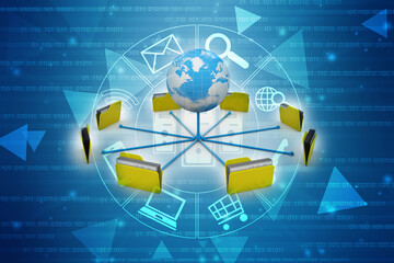 3d illustration of Data sharing concept