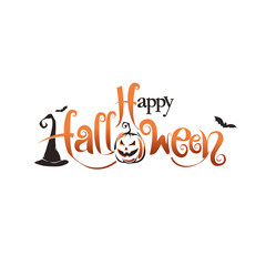 Hand drawn Happy Halloween typography design concept