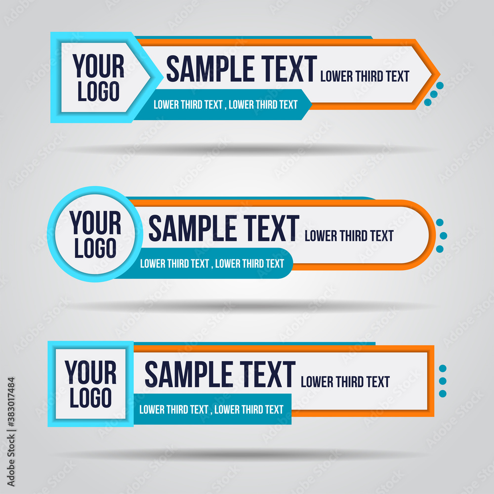 Poster lower third colorful tv design template modern contemporary. set of banners bar screen broadcast bar