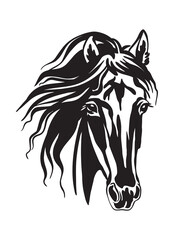Abstract portrait of black contour horse head