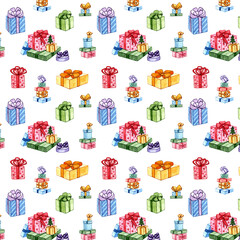 Colorful pattern with the image of gifts