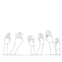 vector, isolated, one continuous line drawing of a hand of people