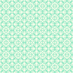 Seamless green background with light pattern in baroque style. Vector retro illustration. Ideal for printing on fabric or paper for wallpapers, textile, wrapping. 
