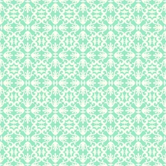Schilderijen op glas Seamless green background with light pattern in baroque style. Vector retro illustration. Ideal for printing on fabric or paper for wallpapers, textile, wrapping.  © bulbbright
