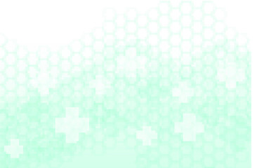 Green color of abstract healthy and medical background. Technology and science wallpaper template with hexagonal shape. Soft blue color medical banner. Modern template with space for text.