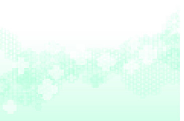 Green color of abstract healthy and medical background. Technology and science wallpaper template with hexagonal shape. Soft blue color medical banner. Modern template with space for text.