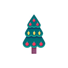 Christmas tree decorations flat icon, vector sign, Xmas tree with baubles colorful pictogram isolated on white. Symbol, logo illustration. Flat style design