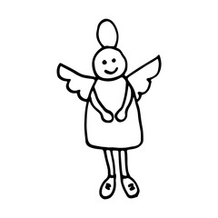 Doodle Christmas tree toy angel. Image for web, print, holiday posters and cards.