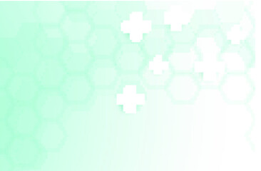 Fototapeta premium Green color of abstract healthy and medical background. Technology and science wallpaper template with hexagonal shape. Soft blue color medical banner. Modern template with space for text.