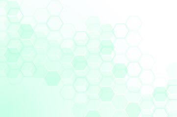 Green color of abstract healthy and medical background. Technology and science wallpaper template with hexagonal shape. Soft blue color medical banner. Modern template with space for text.