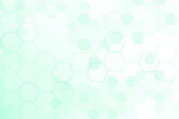 Green color of abstract healthy and medical background. Technology and science wallpaper template with hexagonal shape. Soft blue color medical banner. Modern template with space for text.