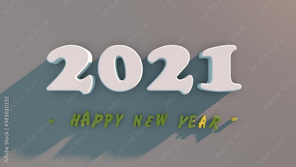 Poster 3d animation of the 2020 text with coronavirus. the text changes to 2021 new year with the caption 