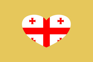 Georgia flag in the heart shape. Isolated on background.