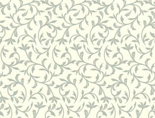 Seamless light background with brown leaves. Vector retro illustration. Ideal for printing on fabric or paper for wallpapers, textile, wrapping. 