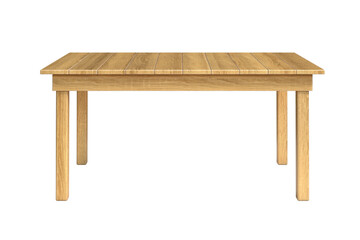 Wooden table isolated on white background 3d rendering