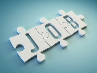 Job jigsaw puzzle pieces concept, 3d rendering