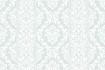 Seamless grey background with white pattern in baroque style. Vector retro illustration. Ideal for printing on fabric or paper for wallpapers, textile, wrapping. 