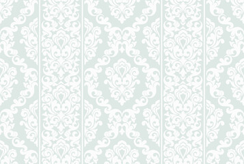 Seamless grey background with white pattern in baroque style. Vector retro illustration. Ideal for printing on fabric or paper for wallpapers, textile, wrapping. 