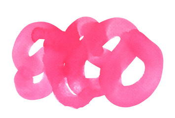 Hand drawn Watercolor abstract Pink background. Round brush Stroke.