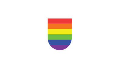Rainbow flag shield LGBT pride vector illustration
