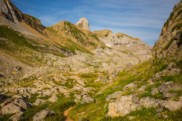 Summer mountain landscape near Aguas Tuertas and Ibon De Estanes, Pyrenees, Spain