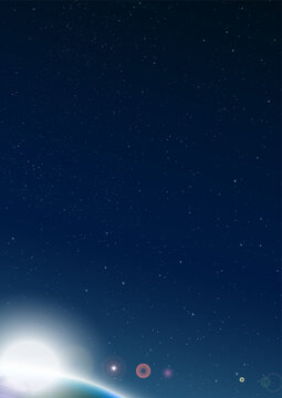 Galaxy background and sunrise view from space on Planet Earth vector.