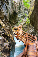 Sigmund Thun Gorge. Cascade valley of wild Kapruner Ache near Kaprun, Austria