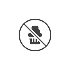 No cake vector icon. filled flat sign for mobile concept and web design. No sweet glyph icon. Symbol, logo illustration. Vector graphics