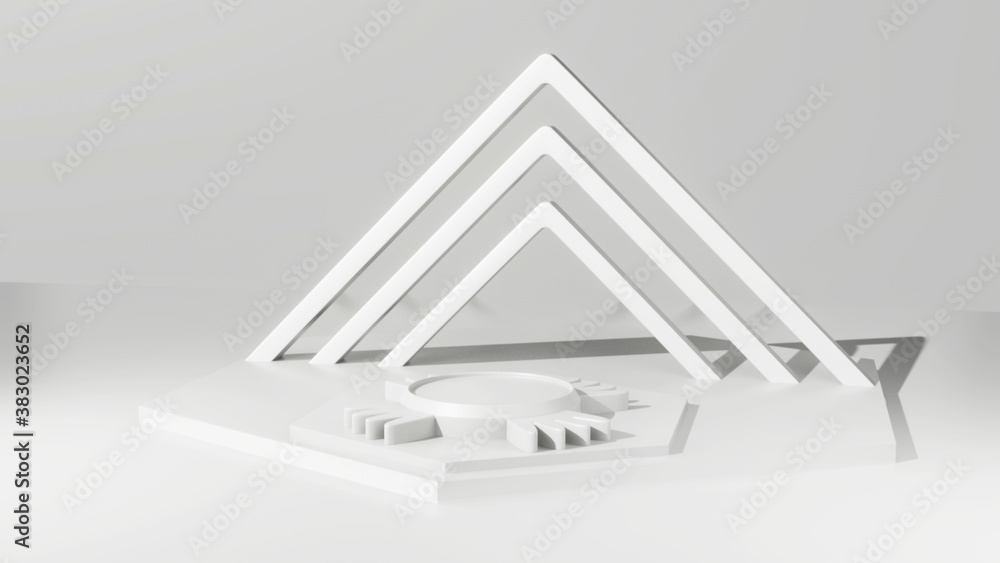 Poster white 3d rendering background with white base