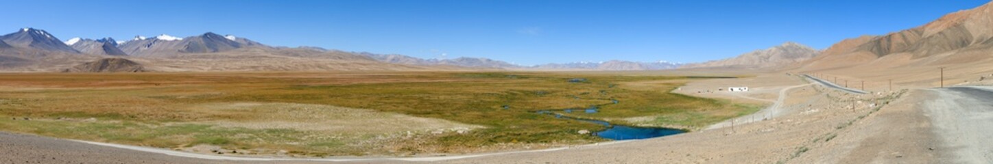 Pamir highway and Pamir mountains in Tajikistan