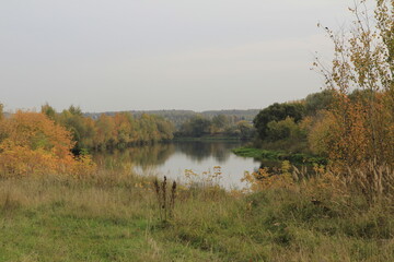 Autumn landscape on the river banks