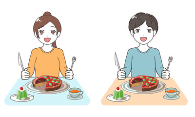 スイーツを食べる