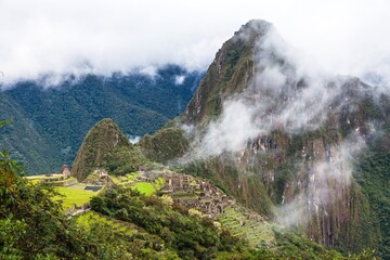 Machu Picchu, panoramic view of peruvian incan town